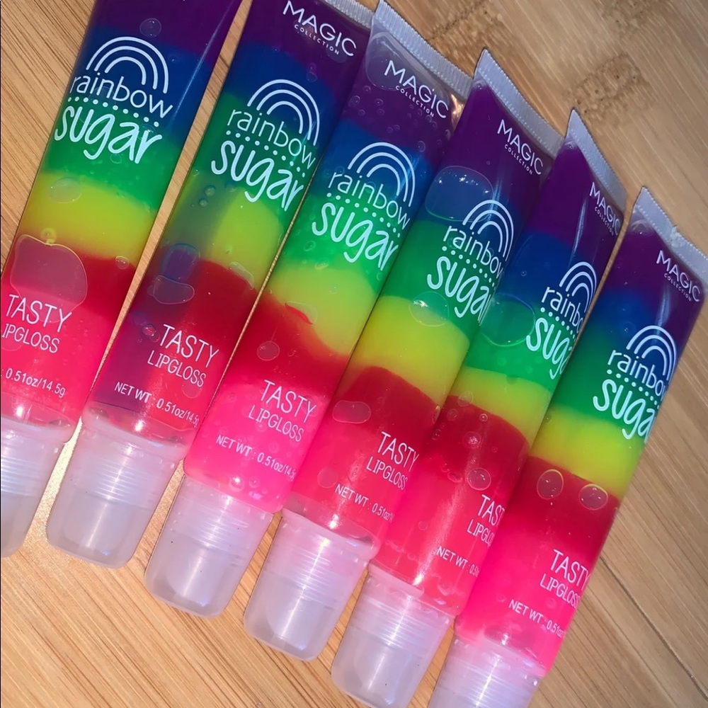 6 rainbow lipglosses